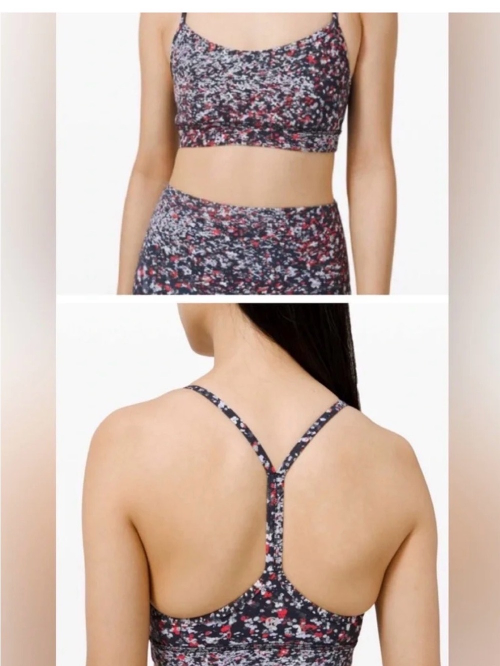 lululemon athletica Multicolor Floral Racerback Sports Bra - Black & Red